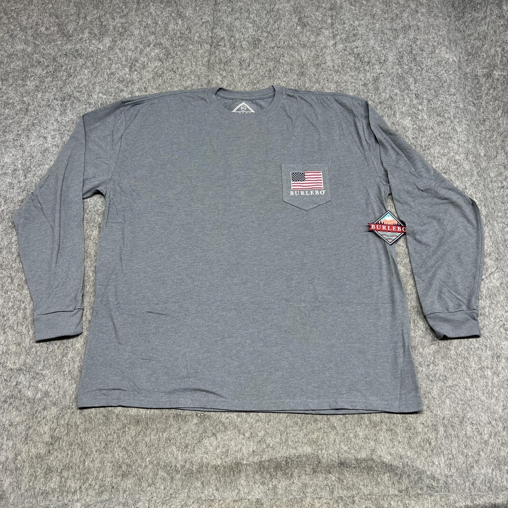 Burlebo Shirt Mens 2XL Gray Long Sleeve Pocket Party Like W Reagan JFK Tee USA.,